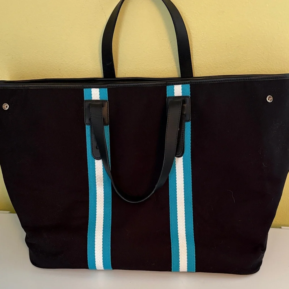 Talbots Large Black Cotton Canvas Open-Top Tote